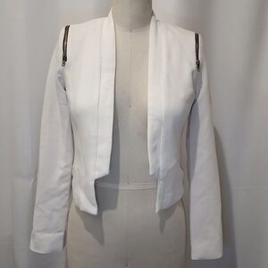 Mustard Seed White Open From Blazer with Zipper Detail Size Small